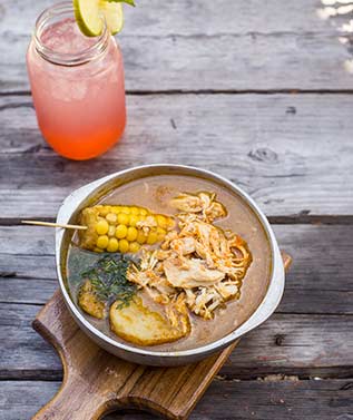 Sopa y bebida